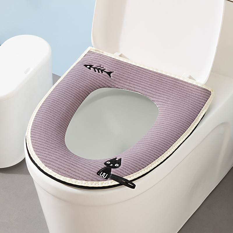 洗えるトイレマット 秋冬用 厚手トイレマット 家庭用トイレカバー 持ち運び可能なジッパー式トイレマット|undefined