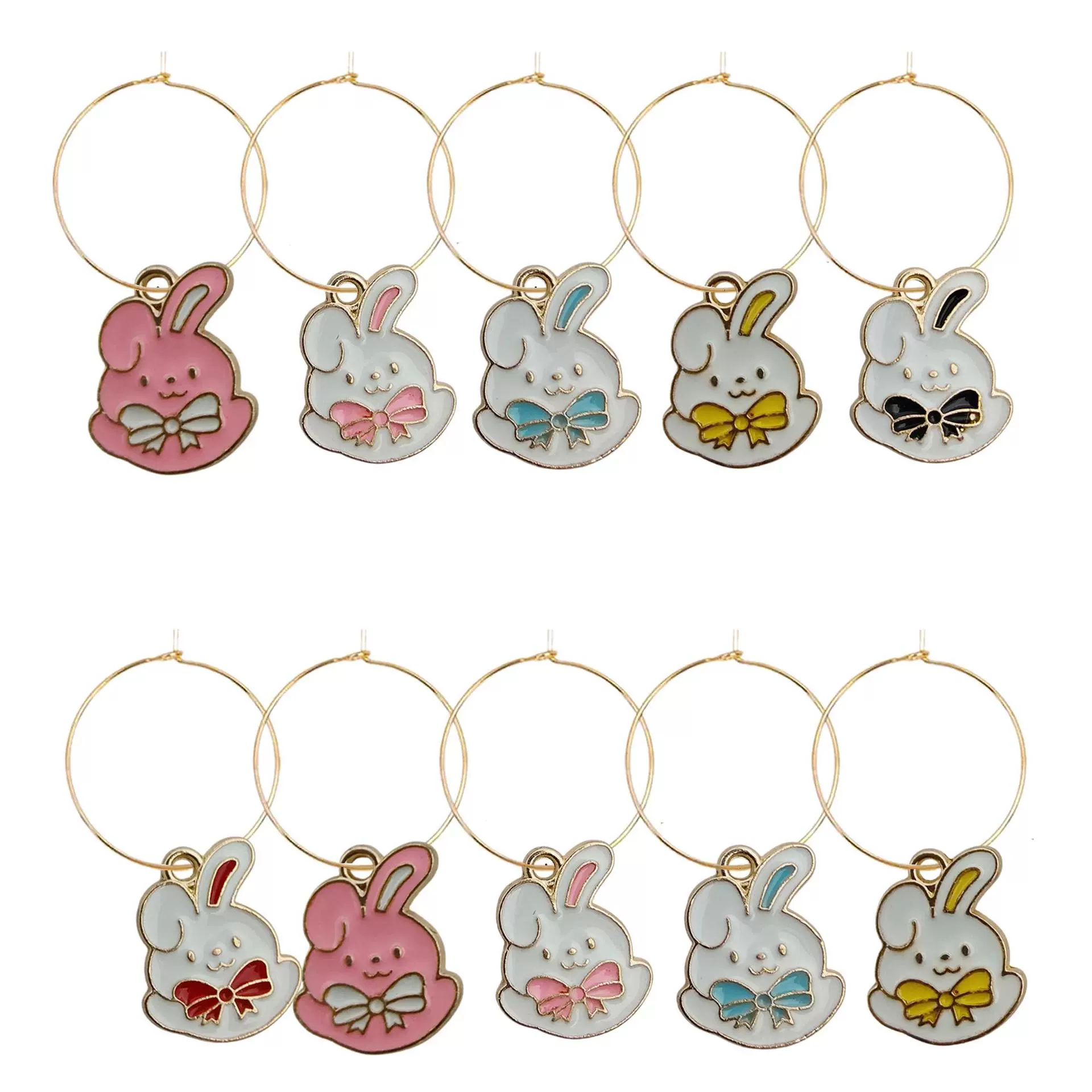 Бант кролик мультяшное животное 18x15 мм из сплава Temu подвеска для бокала для вина наклейка для украшения вечеринки для бокала для вина