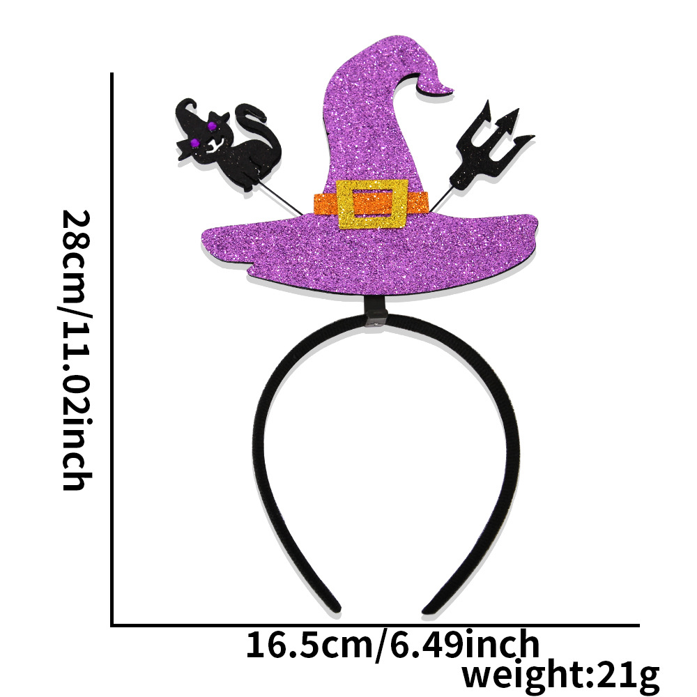 Sombrero de bruja púrpura de gato negro