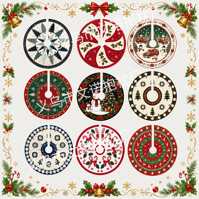 2026 Christmas Tree Skirt Non-Woven Fabric Printed Round Base Cover Holiday Party Home Floor Decoration Wholesale