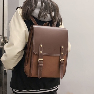 Backpack Women's 2024 New Korean-style Retro British College Style College Student Schoolbag Simple All-match Campus Backpack