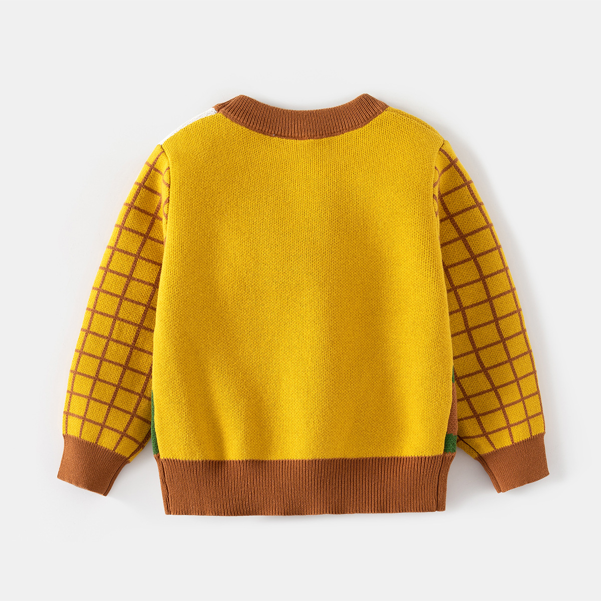 XUANMU Baby Boys Autumn Winter Pullover Sweater Kids Cartoon Lion Jacquard Round Neck Plaid Long Sleeve Knitted Sweaters Tops XB113_voghion.com