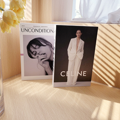 Modern minimalist high-end fake books, Instagram-style props, decorative book models for display, sample room bookshelf decorations