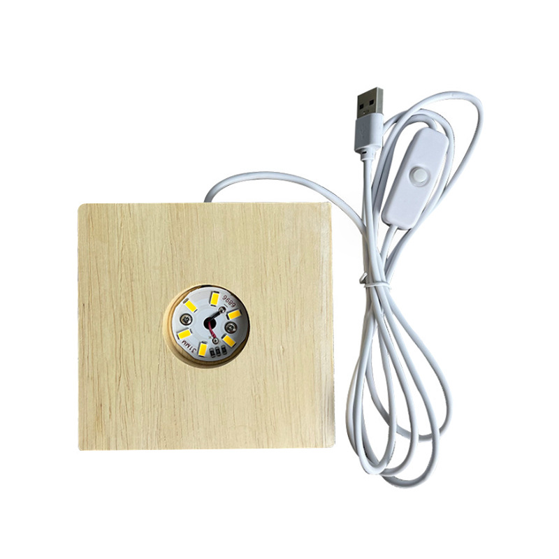 사각형 단단한 나무 빛나는베이스 led 나무 밤 빛 크리스탈 공 램프 홀더 크리 에이 티브 diy 아로마 테라피 공예 장식품