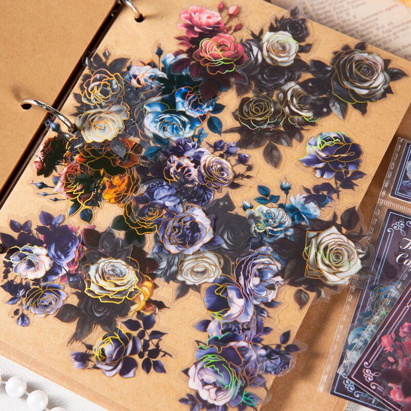 Dark Phantom of the Opera PET Sticker Pack Eternal Rose Series Bronzing Flower Style Hand Account Material Post 20 Accounts 6