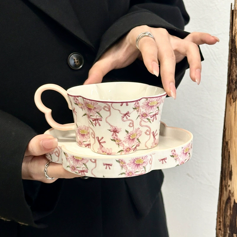 Retro coffee high-end sophisticated set with bow, Birthday gift