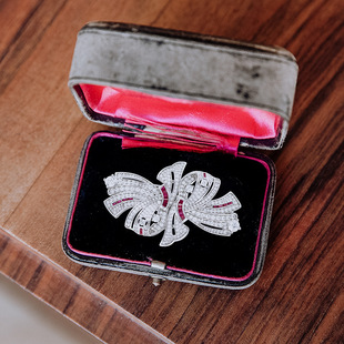 High-grade double clip bow pin brooch 925 sterling silver gold-plated detachable multi-use collar clip sleeve clip vintage