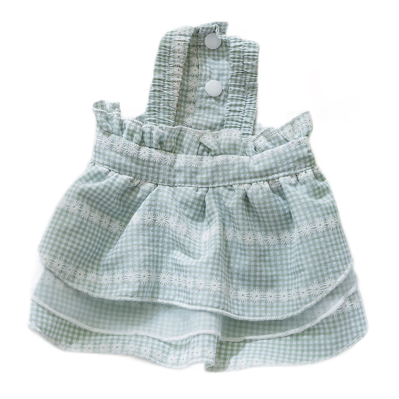 Primavera y verano perro princesa estilo Daisy Plaid falda de encaje Liga pies gato vestido ropa para mascotas