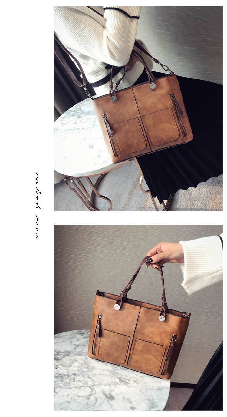 Large Pu Leather Streetwear Tote Bag Handbag display picture 14