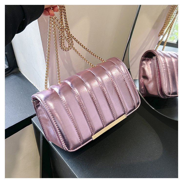 Bolso de cadena de color Macaron urbano simple pequeño bolso cuadrado brillante hebilla magnética bolso de hombro bolso de textura de diseño de nicho