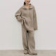 European and American solid color half zipper sweater suit autumn women's two-piece set 2023 New lazy style knitted coat wholesale