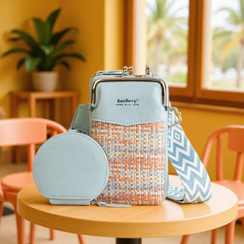 2025新款女士包包跨境高级感多功能PU单肩包编织撞色斜挎包子母包
