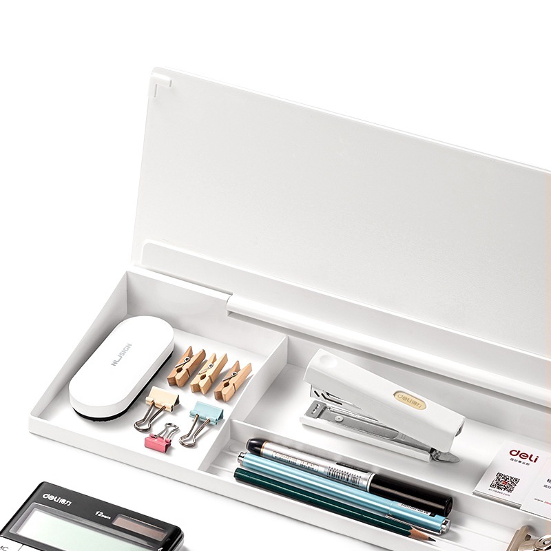 Deli NS124 Nuevo Organizador de Escritorio Sai con Tablero de Vidrio Blanco para Notas y Almacenamiento image 1