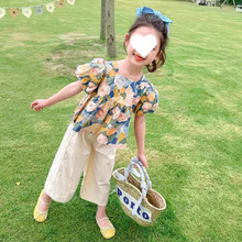 女童套装夏装2025碎花洋气短袖新款夏季宝宝儿童时髦公主风两件套