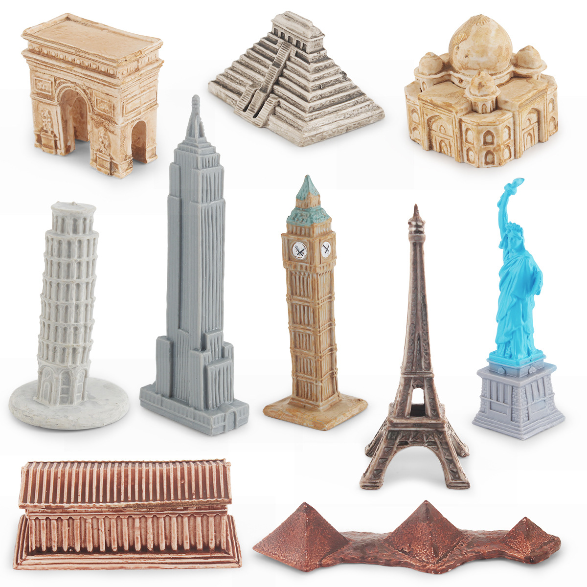 Modelos de construcción de simulación transfronteriza en todo el mundo Ilustración infantil característica cognitiva edificio de referencia decoración de escritorio