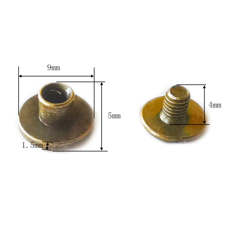 Clavo del libro de cuentas, cerradura de par de niño y madre dorado, tornillo de una palabra, álbum de fotos, calendario de escritorio, receta, par de remaches de niño y madre, tachuelas de cuero