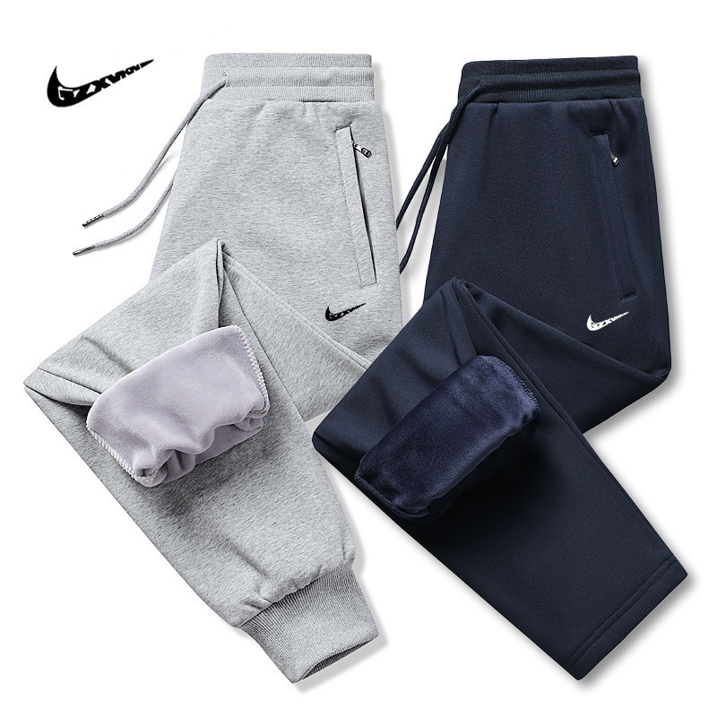high quality Cotton Casual Pants Men's 2024 Spring Autumn and Winter Loose plus size Sports Pants fleece-lined Sweatpants