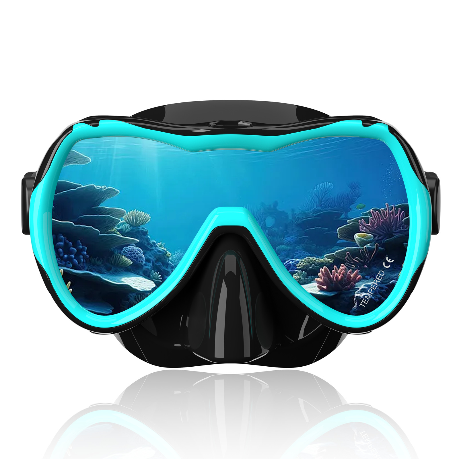 Silicone Snorkeling Mask Tempered Glass Diving Goggles Swimming Deep Diving Equipment Cross-Border Amazon Temu