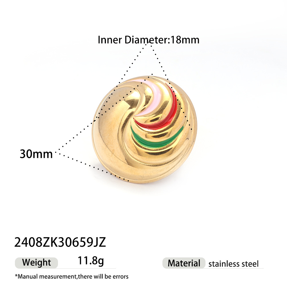 Anillo de acero inoxidable para mujeres no se desvanece galvanizado de oro 18k anillo de goteo de aceite de lujo ligero nicho