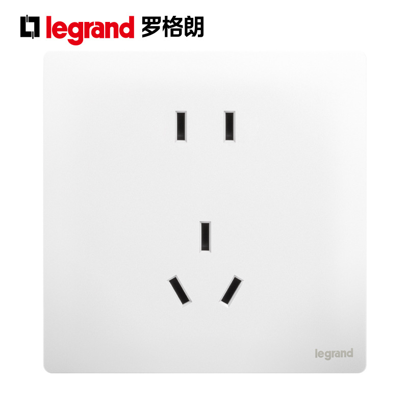 罗格朗legrand开关插座 未莱 陶瓷白 连体二三插座 10A