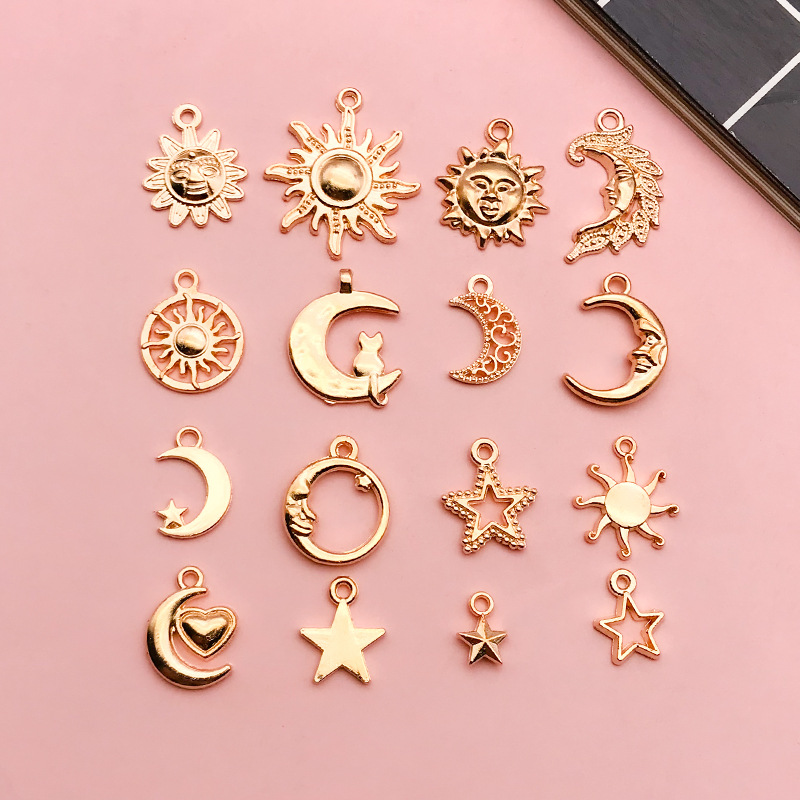 1g Weight Pendant Jewelry Making Type DIY Jewelry Accessories, Bracelets, Earrings Classification 1 Piece Quantity Alloy Material Sun, Star, Moon, Solid Color Pattern Cartoon Style Style Enamel, Plating Craft 1 Piece Alloy Sun Star Moon Pendant DIY Jewelry Accessories Bracelets Earrings 4