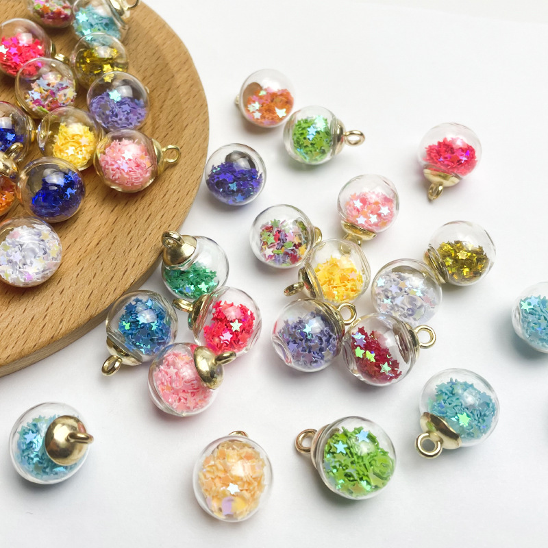 Colorful Star Sequin Glass Ball Wishing Bottle Pendant Handmade Pendant DIY Headdress Earrings Jewelry Accessories Colorful Star Sequin Glass Ball Wishing Bottle Pendant Handmade Pendant DIY Headdress Earrings Jewelry Accessories
