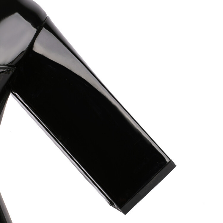 New patent leather front lace-up square buckle round head waterproof platform chunky high-heeled over-the-knee boots for women_voghion.com