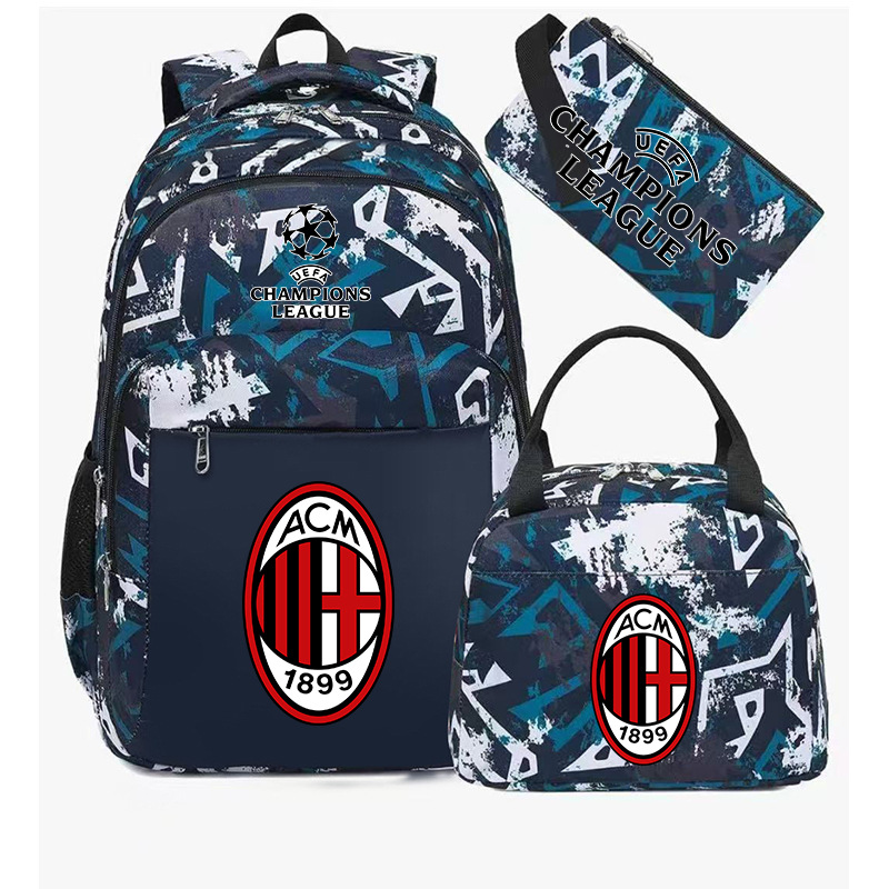 Aficionados al fútbol del Real Madrid Chelsea estudiantes de primaria alrededor de la mochila del Bayern mochila de tres piezas de gran capacidad