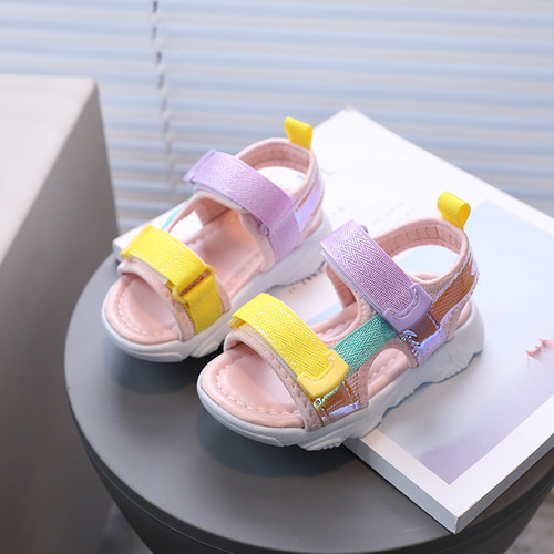 Summer new girls 'open-toed beach sandals for children's summer colorful soft sole casual children Korean style