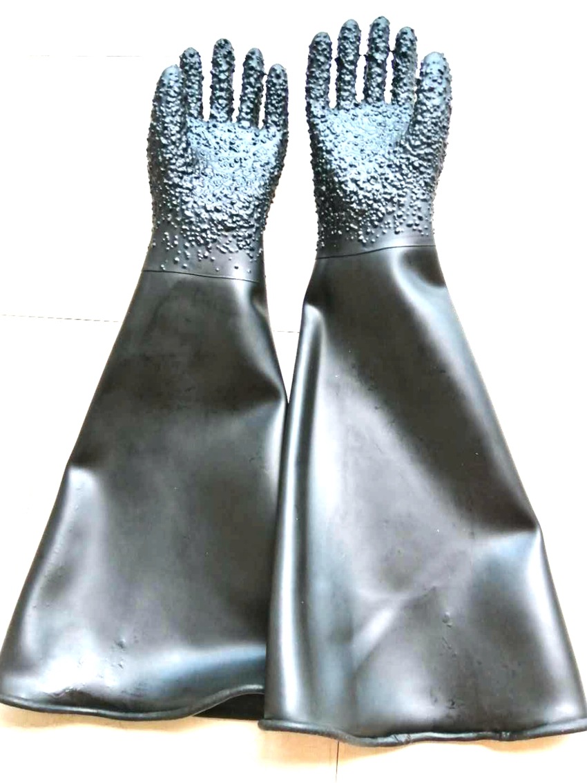 箱式喷砂防护手套 大颗粒乳胶喷砂手套28x65cm sandblaster glove