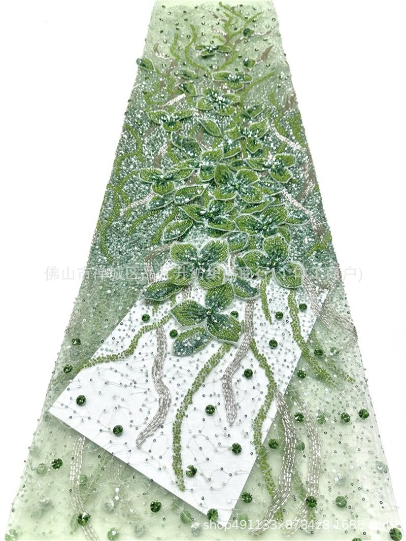 Flores tridimensionales 3D clavos de tela de malla de diamante sequinado colocación flor de cola de pez vestido vestido de brindis vestido de boda tela