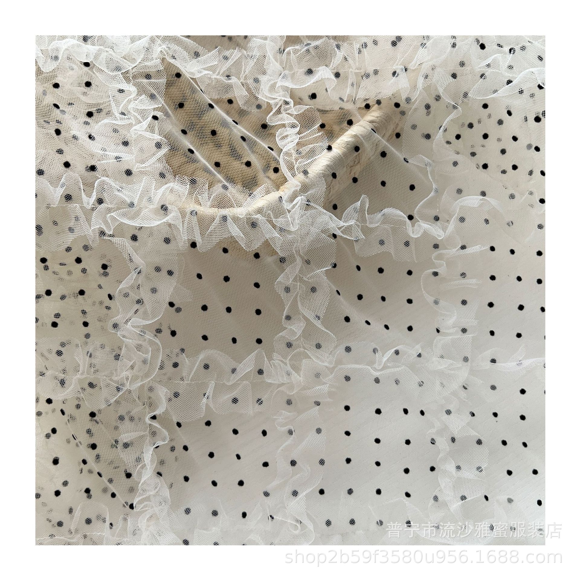 Suministro directo de fábrica de tela de malla en forma de diamante flocado de encaje de lunares bordado de crochet con bordado ropa para niños tela de mujer multicolor