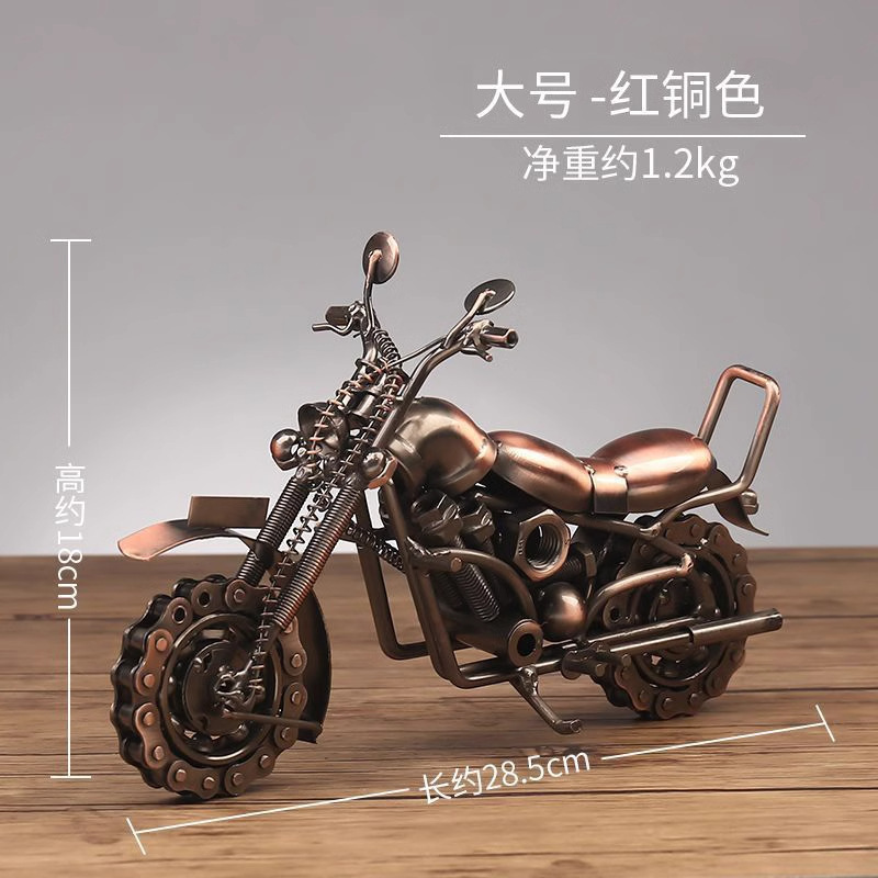 Motocicleta de hierro forjado modelo de locomotora de metal moderno escritorio pequeño decoración de armario de vinos decoración de armario de televisión