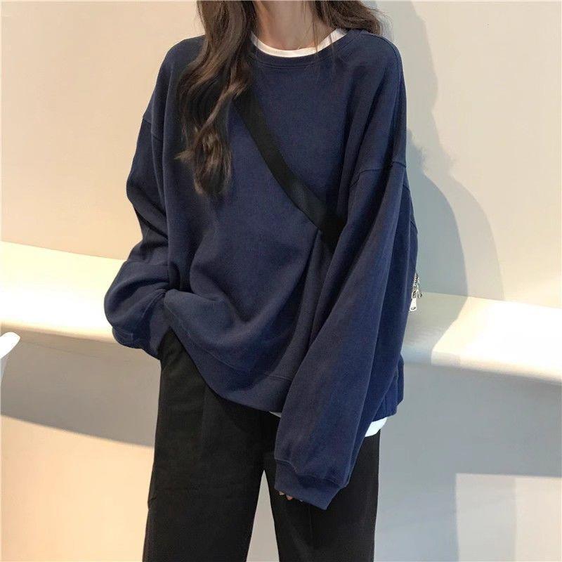 高品质加绒加厚美式宽松慵懒风卫衣女秋秋百搭情侣上衣雪尼尔|undefined