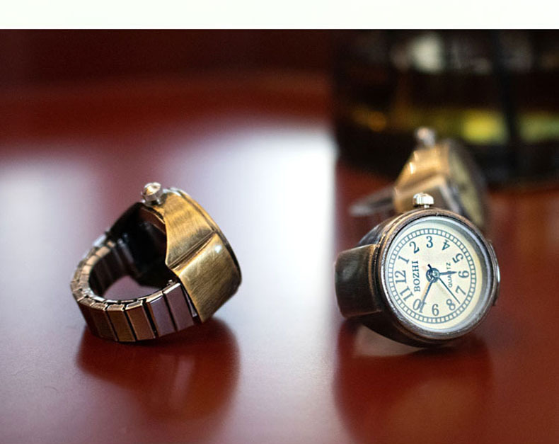 20g Weight Ordinary Glass Mirror Material Stainless Steel Strap Material Watch Rings Classification Casual Solid Color Quartz Watch Rings