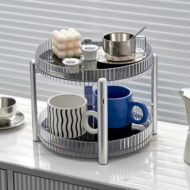 源頭工廠|360°可旋轉雙層收納置物架杯架桌面客廳桌面收納整理架