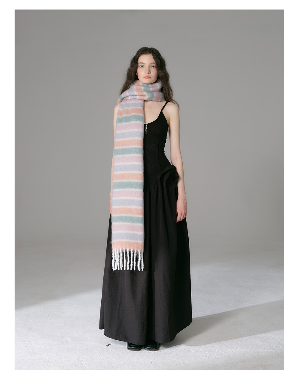 Sciarpa a righe dopamine donna imitazione cashmere morbido collo_voghion.com