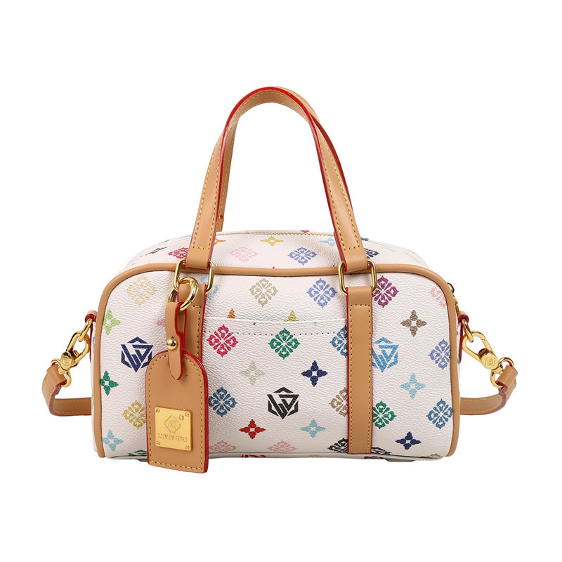 Cross-Border New Women's Bag Simple Versatile Boston Bag Monogram Crossbody Bag Large Capacity Fashion Shoulder Bag - Thumbnail 7