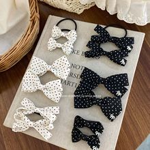 韩国ins新款质感黑白波点蝴蝶结发夹 甜美可爱刘海夹侧边夹发饰女