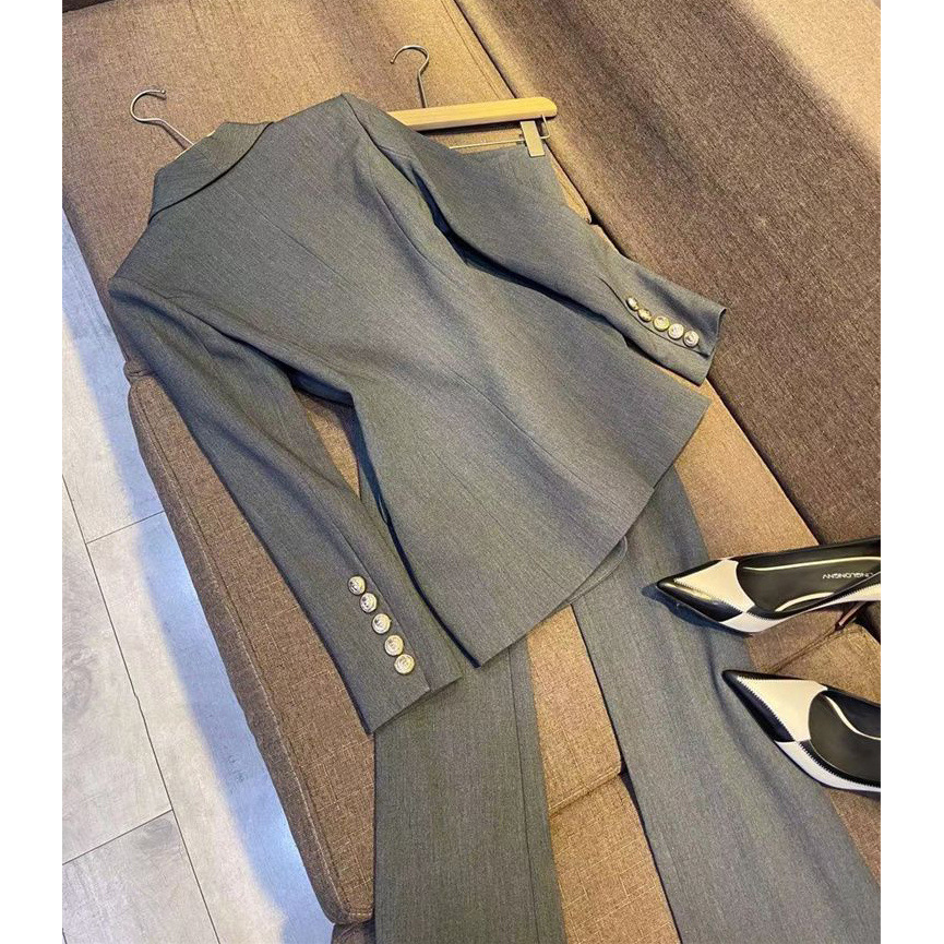 Women's Clothing Light Mature Style Outfit Set Temperament Slim Fit Suit Jacket Casual Pants Two piece Set _voghion.com