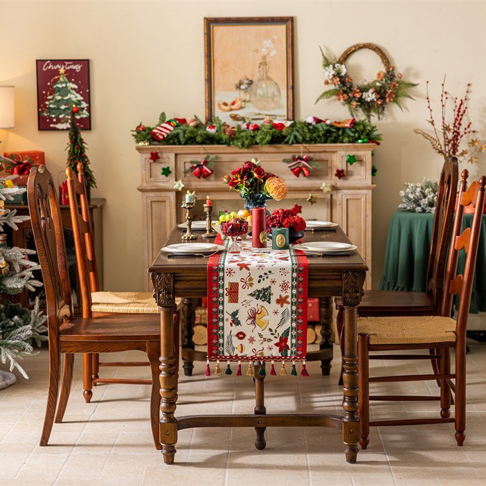 Gingerbread on white background + red and green tassels