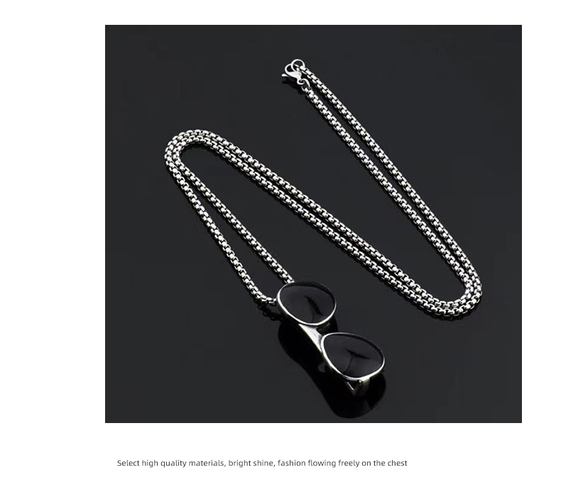 Collana con occhiali da sole hip hop, alla moda, per uomo e donna, ciondolo semplice, versatile, con cappuccio e maglione a catena_voghion.com