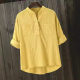 European and American plus size Women's White Shirt with Seven-point Sleeve New Style Loose Casual Design V-Neck Shirt