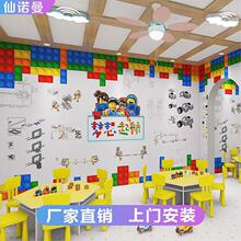 3D乐高机器人编程壁纸少儿培训班背景墙教室教育机构装饰壁画定制