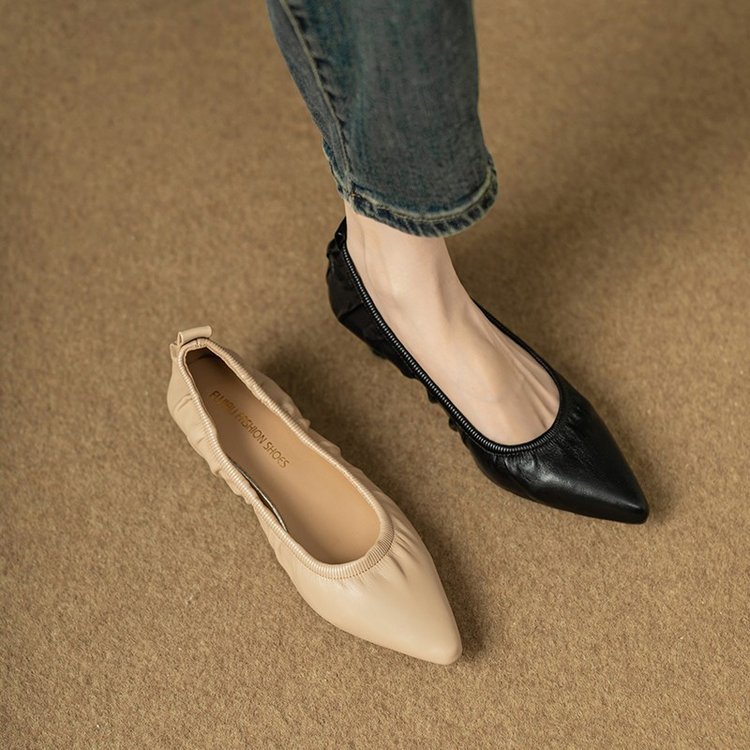 Tacchi alti francesi a spillo da donna 2024 nuovo stile non stancante piedi moda scarpe a punta con bocca bassa scarpe da lavoro nere in morbida pelle_voghion.com