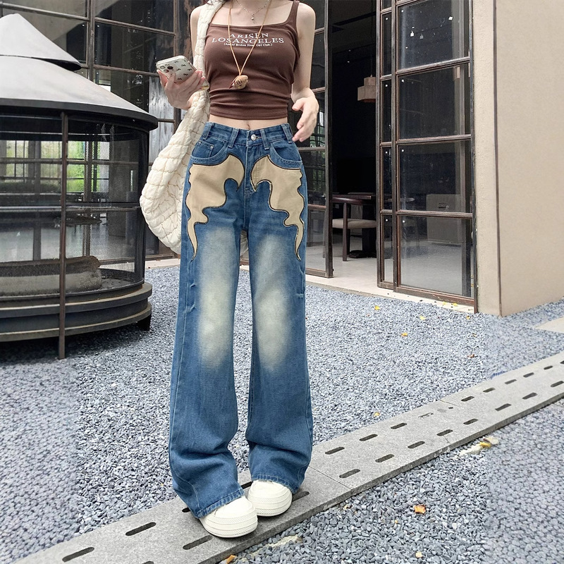 Western-Style Designer Jeans for Women, Niche Ins-Style, 2026 Spring and Autumn Street Style, Slightly Flared, Floor-Length Pants