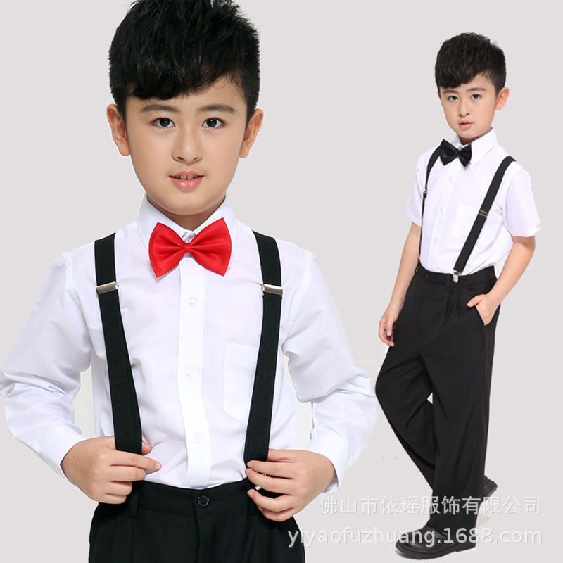 子供服の男の子の白い長袖のシャツの中で大きい子供の春夏のタイプの学生はシャツの子供の制服の15歳の半袖を演じます。|undefined