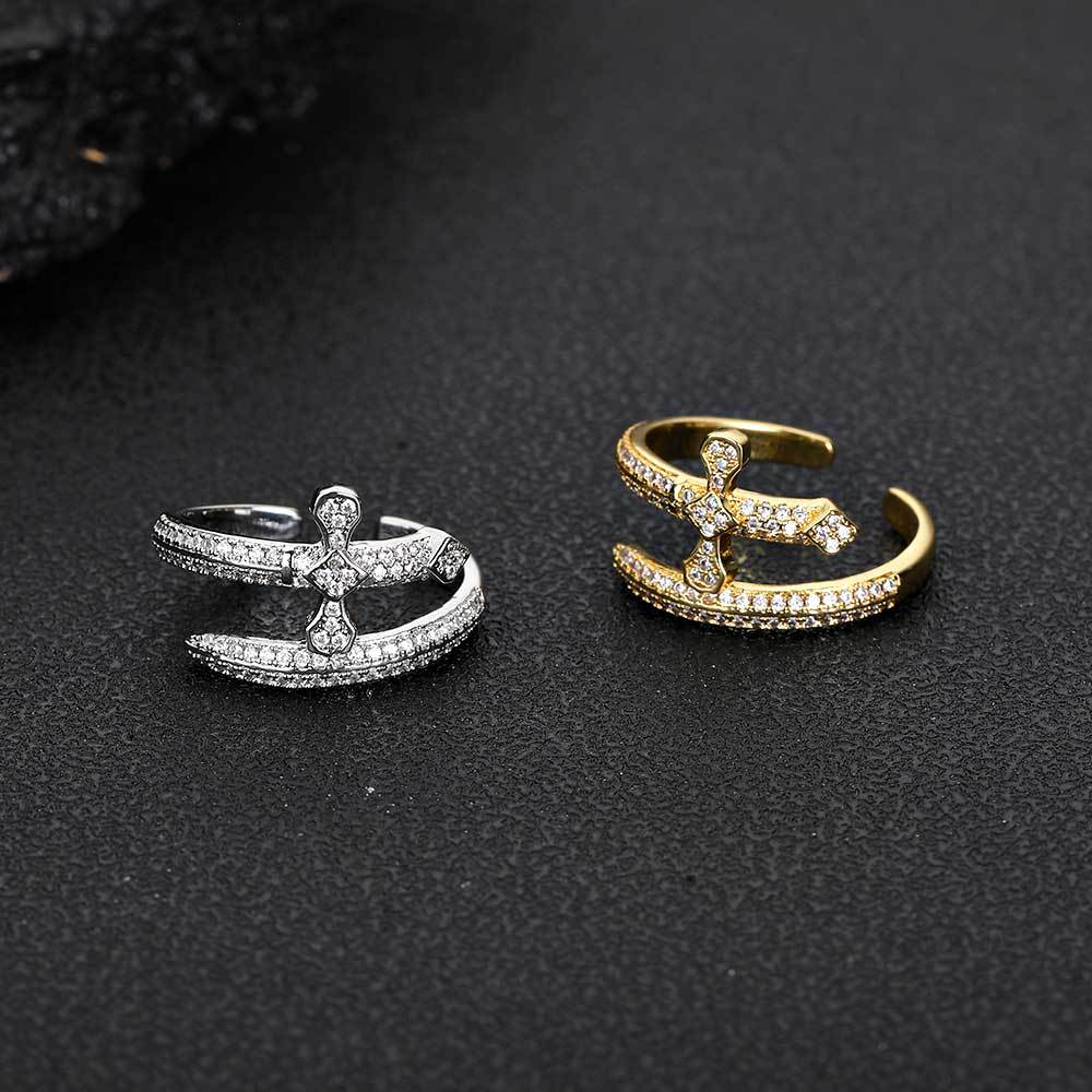 Wholesale Hip-Hop Geometric Copper Plating Zircon Open Rings display picture 5