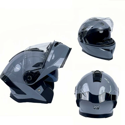 Motosiklet kaskı (dəbilqə) — Dot Certified Motorcycle Helmet Dual - gray-m54-56