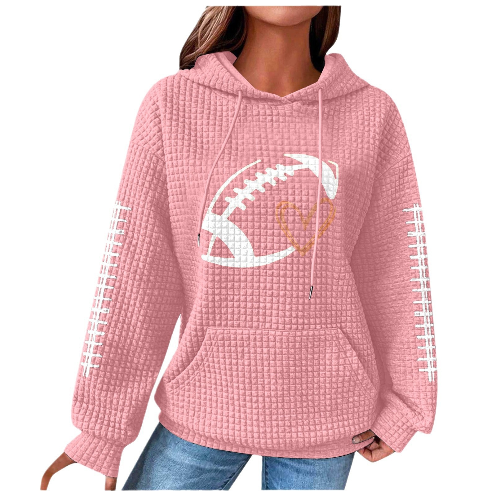 Independent Women's Sweatshirt Waffle Grid New Style Rugby Pullover Hoodie With Year Print_voghion.com